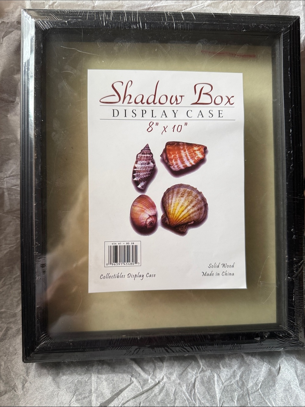 Shadow Box Display Case 8 x 10. Solid Wood. Glass Cover. Black. In Packaging